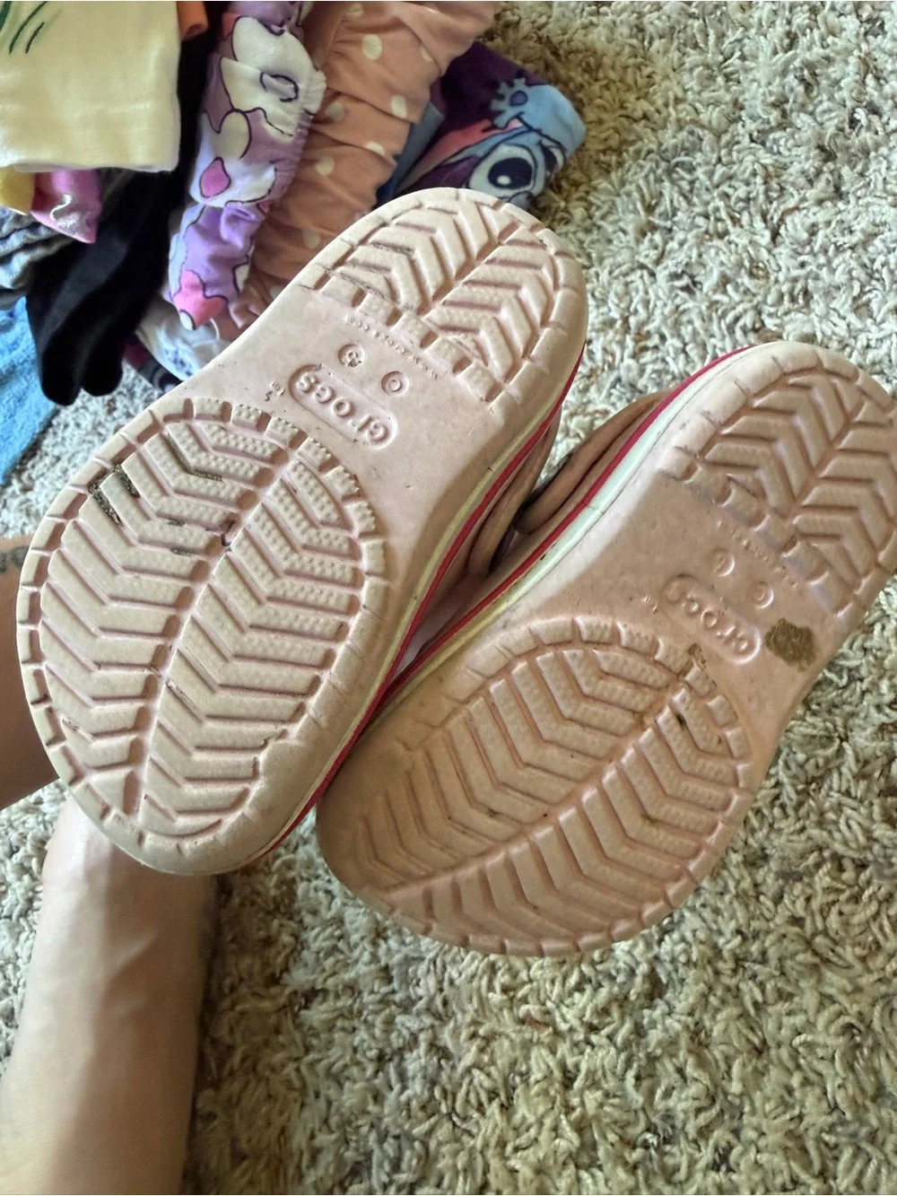 CROCS Kids Classic Clog in Pale Pink with Pink Trim